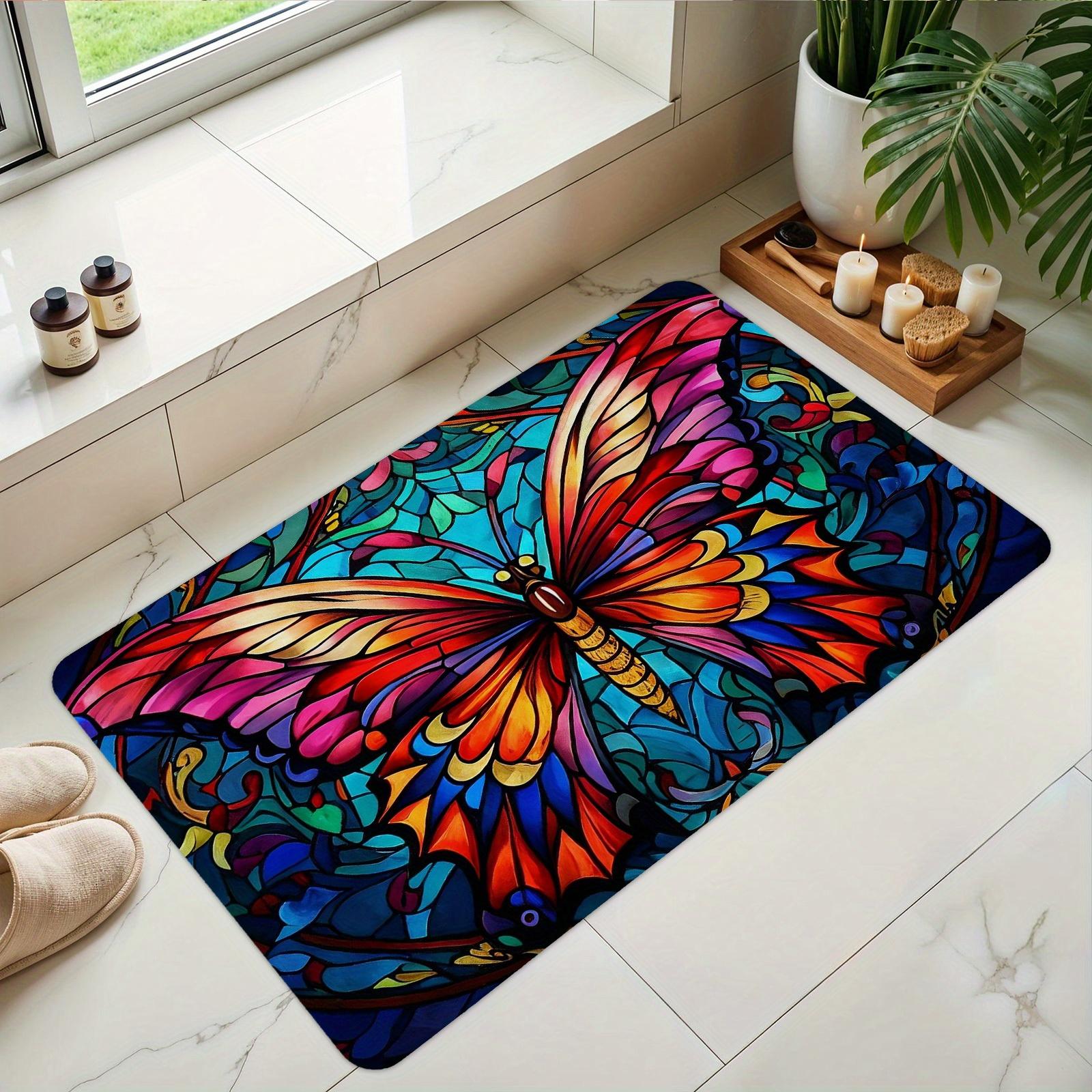 Vintage European Butterfly Door Mat Gold Butterfly Pattern Entrance Floor Rug Luxury Home Decor Soft Non-Slip Welcome Carpet 40x60cm 16x24 inch