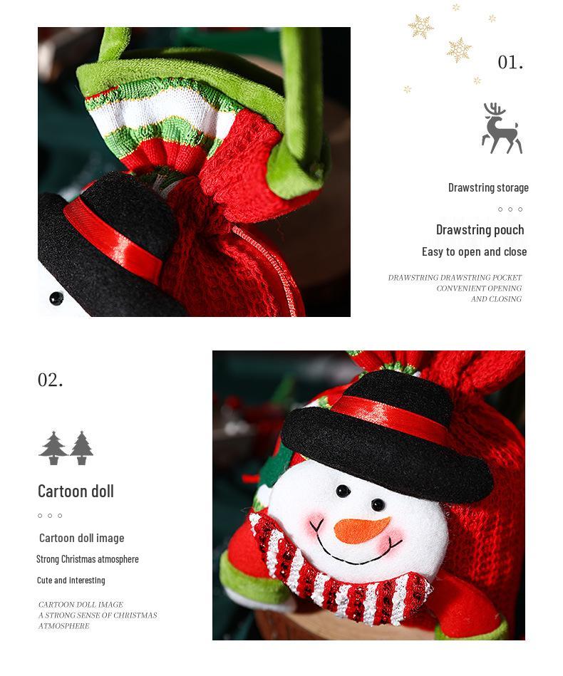 Large Knitted Santa Backpack Christmas Candy Doll Bag Decoration