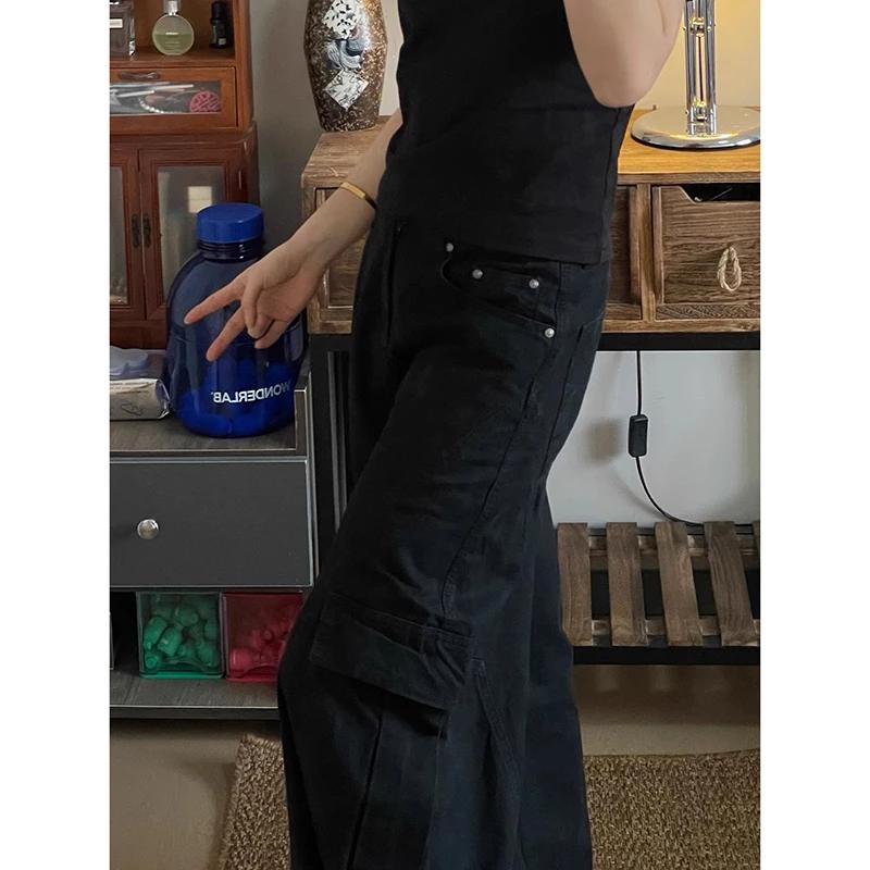 American Vintage 2000s Style High Waist Brown Jeans Pants 2025 Summer Women's Baggy Y2K Wide Leg Denim Trouser Female Clothes