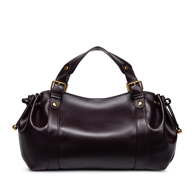 Women'S Bag Large Capacity Winter And Spring Soft Leather Pleated Handbag Shoulder Bag Commuter Pillow Bag