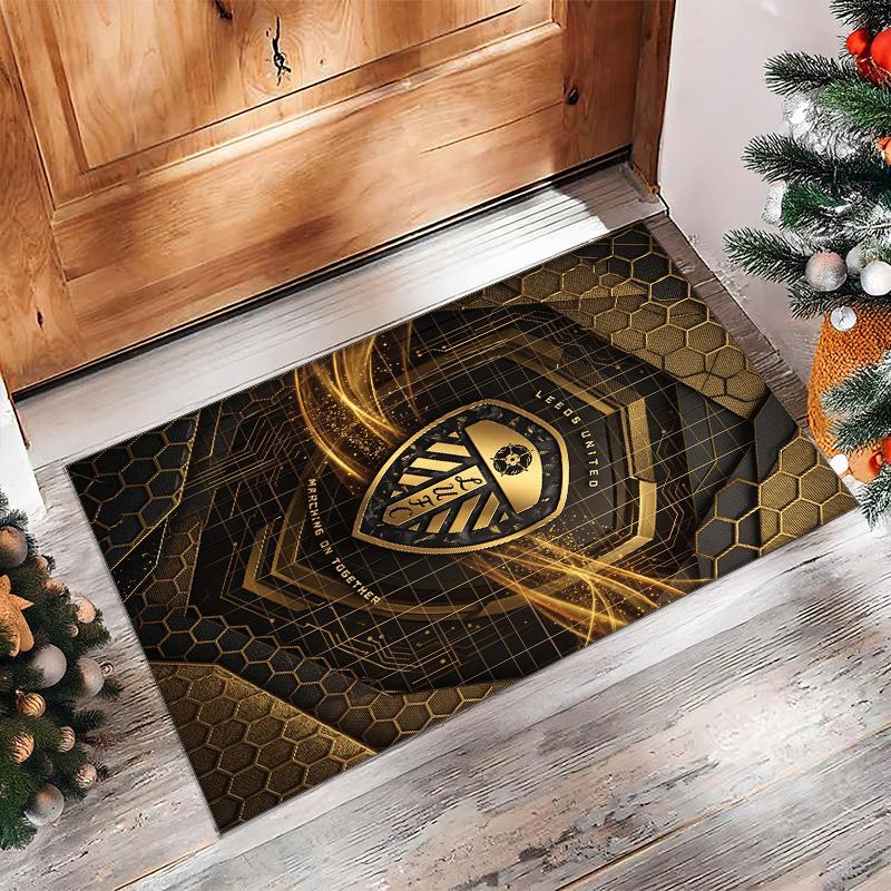 Tappeto in Velluto di Cristallo con Stampa del Leeds United Football, Comodo Assorbente d'Acqua Antiscivolo Tappeto per Pavimenti Interni