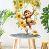 Watercolor Monkey Swinging On Swing Self Adhesive Glass Window Sticker No Residue for Kids Room Wall Decor