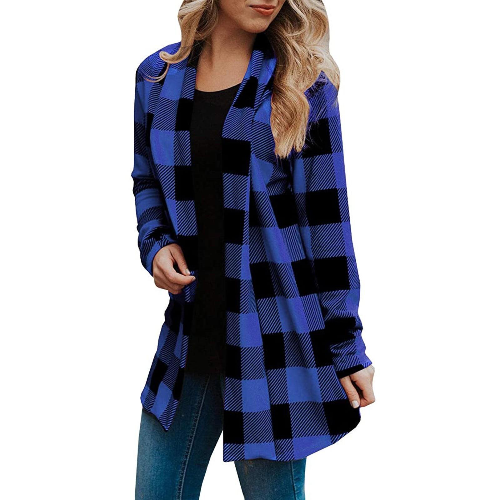 

Женский клетчатый кардиган с длинными рукавами и принтом, легкая куртка
