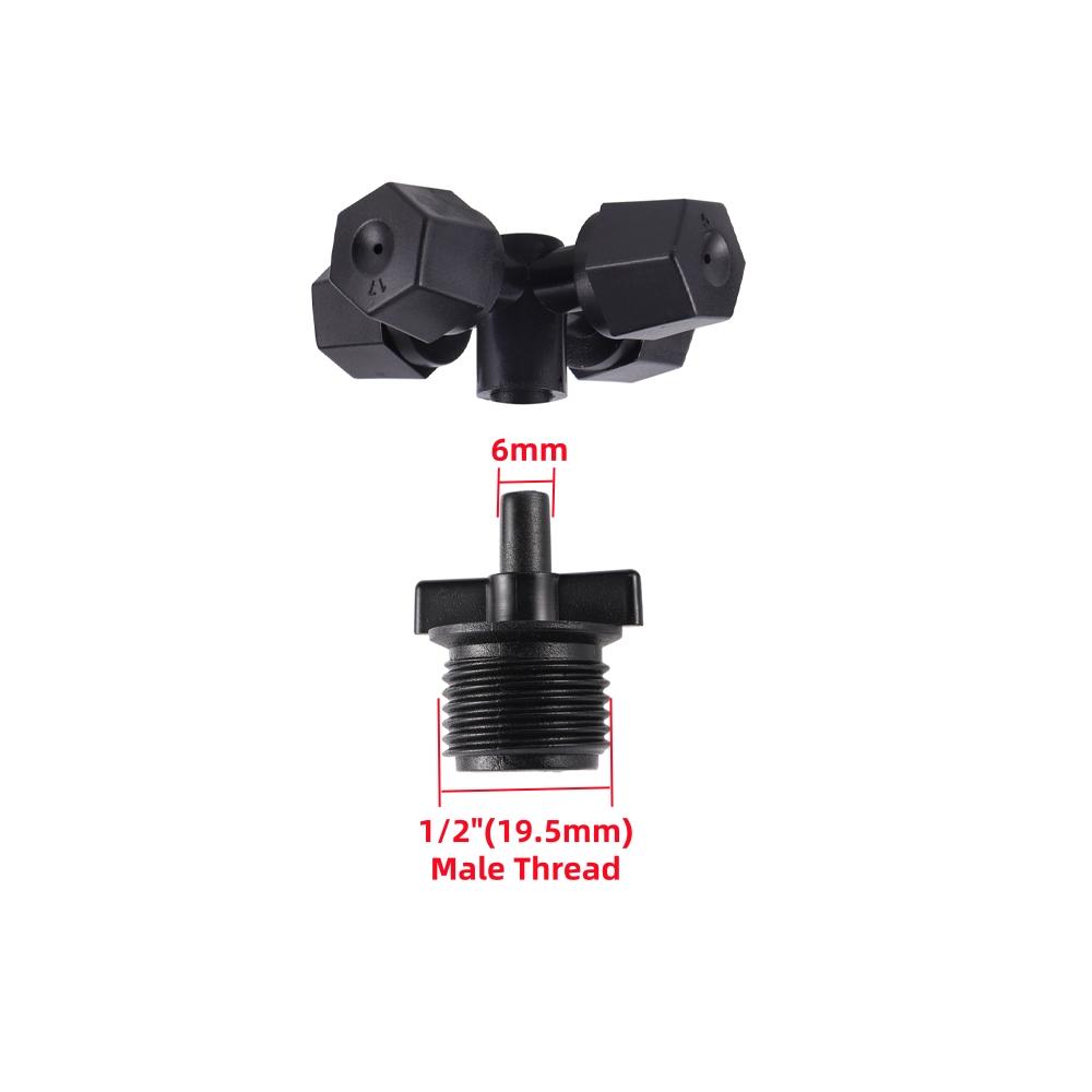 

10 sets Cross Atomized Nozzle Kit Garden Greenhouse Irrigation Atomization System Black Foggy Sprinkler with Anti-Drip Device