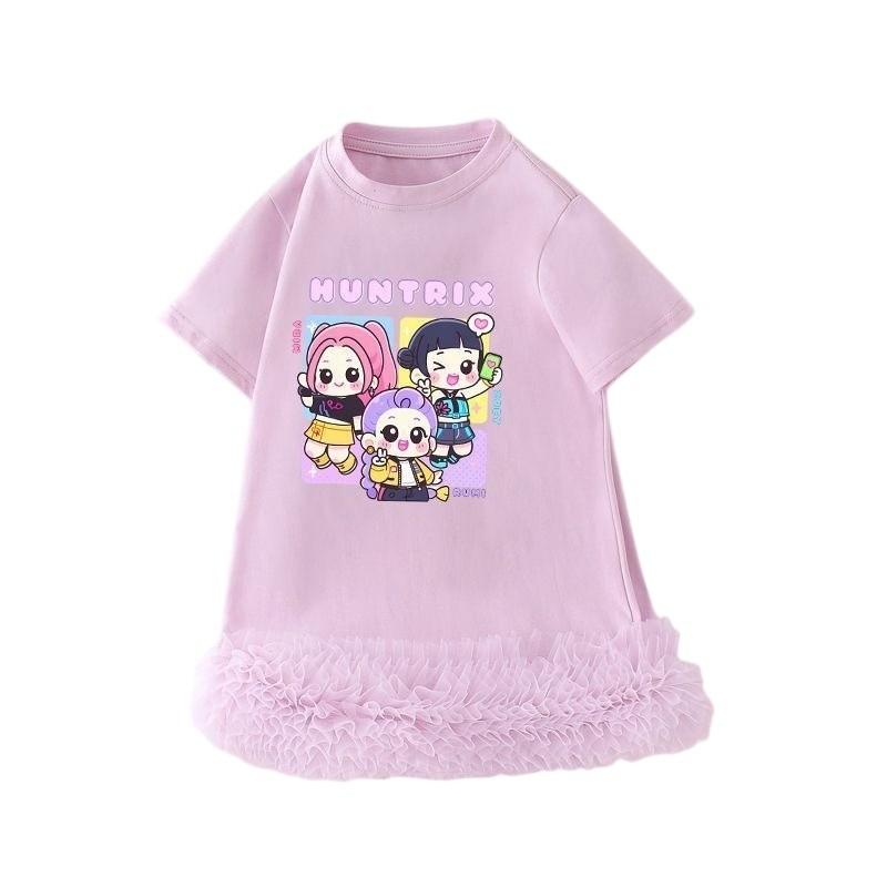Vestido de Dibujos Animados de Manga Corta Rumi Zoey Mira Demon Hunters para Niñas