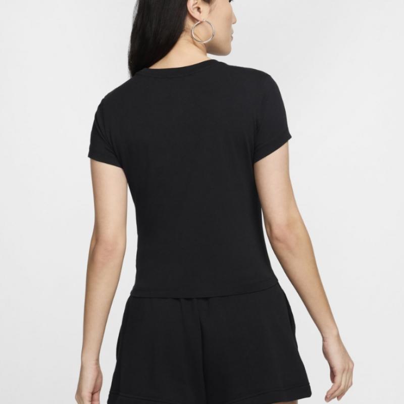 Nike SporTsWear Chill KniT Crop T shirT W Black WhiTe Fv5509 010