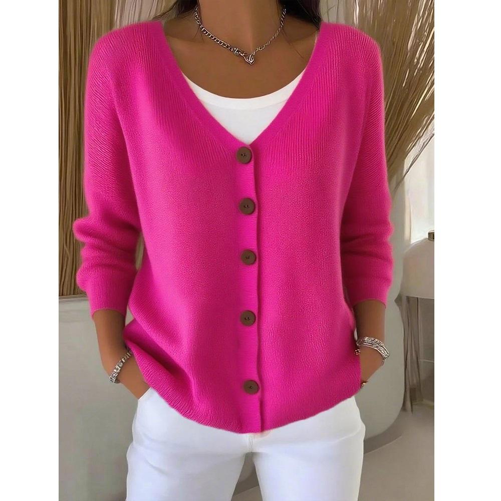 Women Single Breasted V-neck Long Sleeve Sweater Cardigans Coats Long Sleeve Knitted Outerwear Jackets