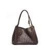 Niche design new metal rope buckle woven tote bag single shoulder large bag portable large capacity woven women's bag