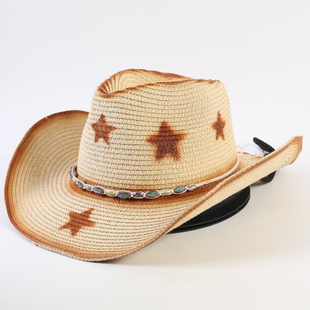 Popular Western Cowboy Straw Hat Men's and Women's Fashion Shade Straw Hat Classic Outdoor Western Cowboy Hat
