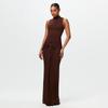 2025 Autumn Women's Fashion: Solid Color Sleeveless Round Neck Slim Fit Bandage Dress