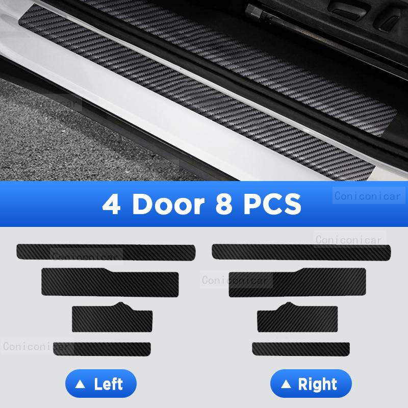 For VW ID.4X ID4CROZZ Car Door Sills Scuff Plate Threshold PU Protector Interior Imitation Carbon Fiber Sticker Accessories