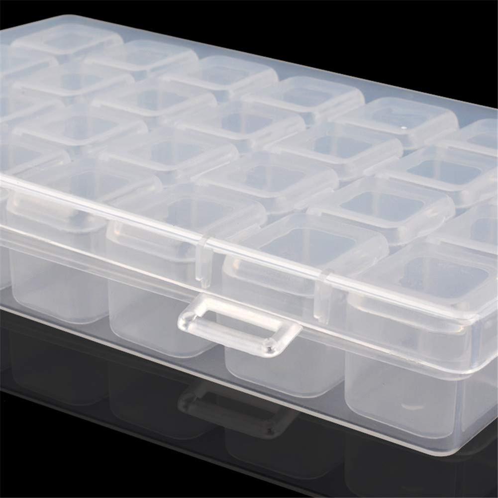 

28 Grids Transparent Acrylic Nail Art Decorations Storage Box Rhinestone Beads Container Case