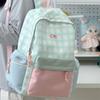 New High-value Japanese Ins Fresh and Sweet Plaid Contrasting Color Splicing Backpack, Lightweight Backpack for Junior High School Students