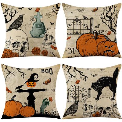 Halloween Pillow Case Spoof Pumpkin Living Room Sofa Cushion Set Bedroom Headboard Pillow Set Linen