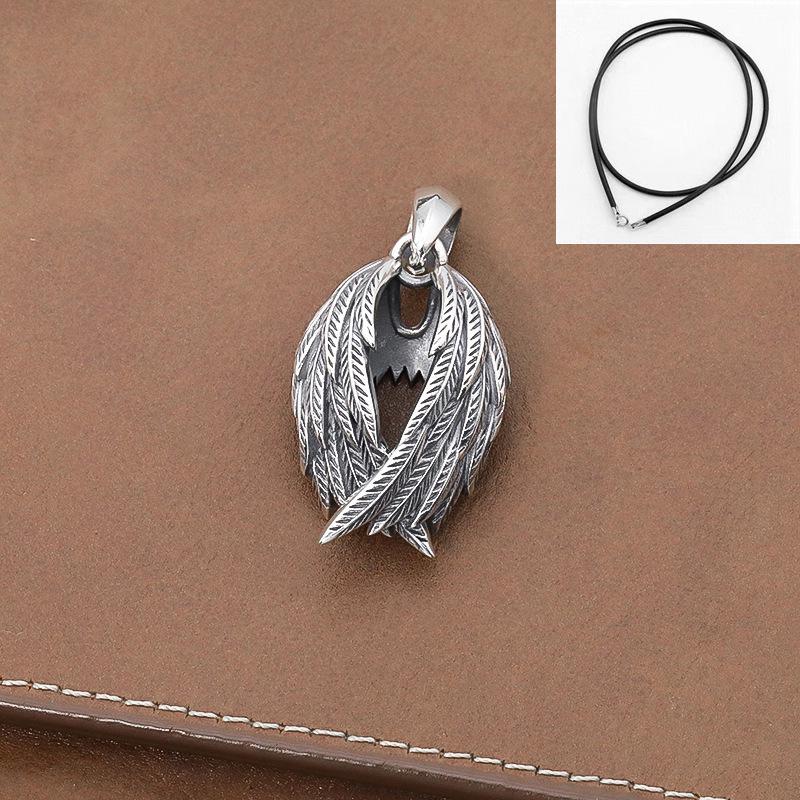 Men's Silver Angel Wings Necklace - Retro Wing Pendant Chain, Original Design, Couple's Gift