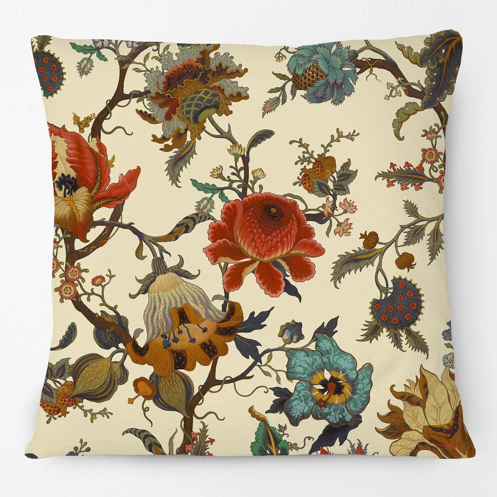 Floral Fantasia Birds And Fruits Plants Art Cushion Cover Pillow Case