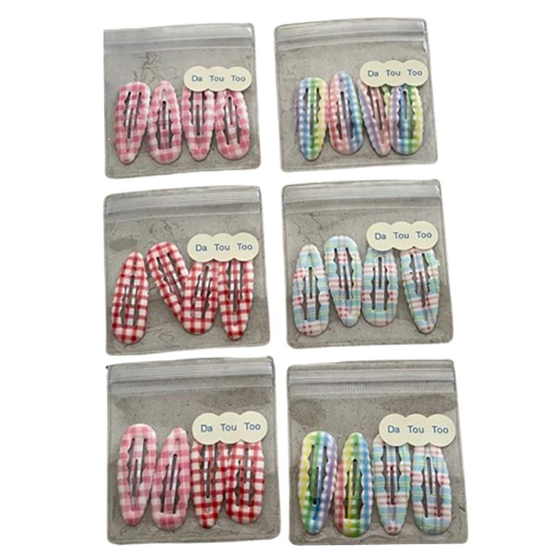 College Style Fashion Color Contrast Plaid Water Drop BB Clip Suit Cute Young Student Female Broken Hair Fringe Hairpin New