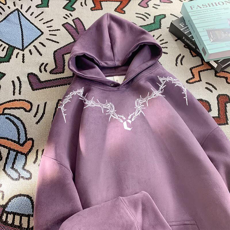 Unisex Heavyweight Fleece Hoodie With Letter Print Soft Suede-like Fabric Oversized Fit Winter Streetwear
