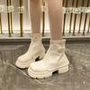 fashion Belt Buckle Punk Boots Women New  Fashion Back Zippers Ankle Boots Female Thick Sole Elevated Booties High Platform Shoes 2024