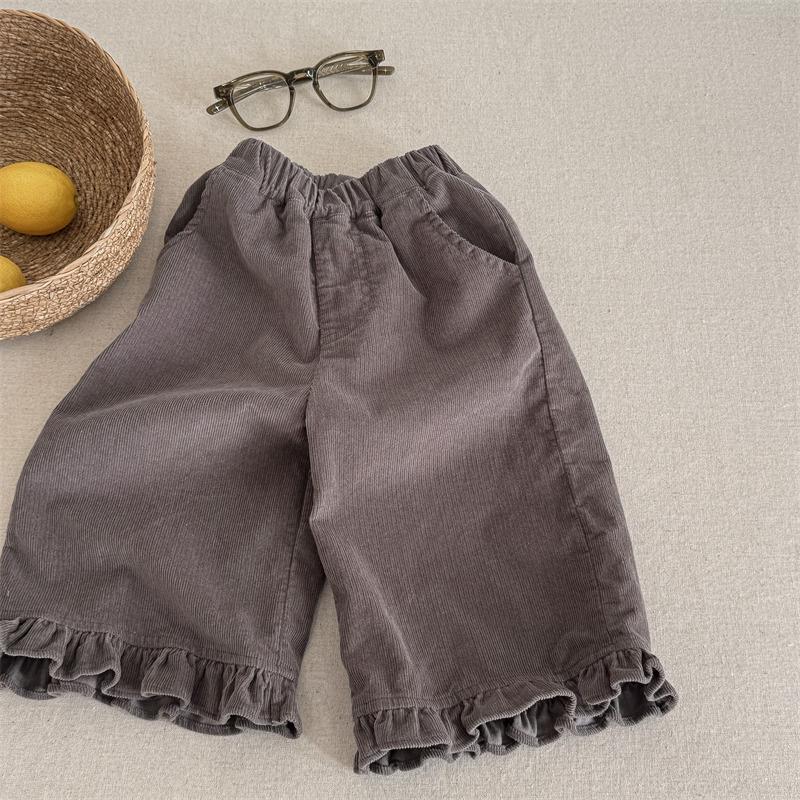

Girls Spring Collection Korean-Style Corduroy Cropped Pants Small To Medium Sizes Children s Fall Casual Pants 80 сірий