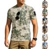 Men's Tactical Outdoor Quick Dry T Shirt Loose Fit Breathable Round Neck Short Sleeve Camouflage Print with Hook and Loop Patch Area