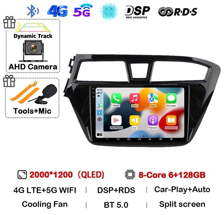 Android 14 Carplay Auto WIFI+4G For Hyundai I20 LHD 2015 2016 2017 2018 Car Radio Car Multimedia Player Stereo GPS NO 2 Din DVD