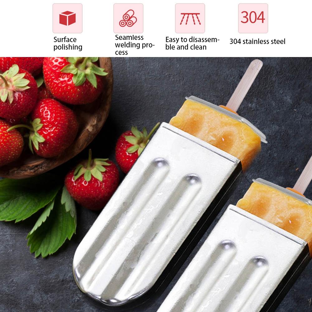 Formă pentru înghețată din oțel inoxidabil cu 6 cavități, instrument de făcut înghețată cu suport, perie de curățat pentru bucătărie