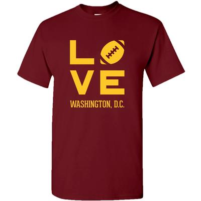 Washington DC Love Football - Sports City Pride Tailgating T -Shirt - Garnet