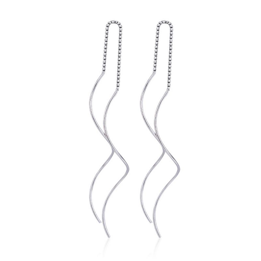 

2023 New S Shape Wavy Metal Dangle Earrings for Women Exaggerate Drop Korean Fashion Spiral Ear Line Luxury Jewelry Pendientes