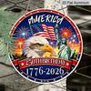2D Flat 1pc America 250th Birthday 1776-2026 Patriotic Sign, Metal Wreath Round Sign, Decoration Plaque, Bedroom Door Decor, Outdoor Plaque & Wall