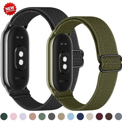 Geflochtenes Armband für Xiaomi Mi Band 8 Elastisches Nylon Solo-Schlaufe Verstellbare Uhrenarmbänder Ersatz Correa Armband für Miband 10/9/8