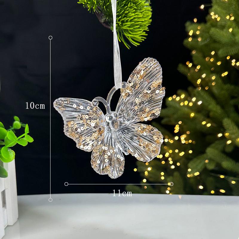 Christmas Decorations Sequined Acrylic Pendants Transparent Snowflake Pendants Christmas Tree Decorations Props