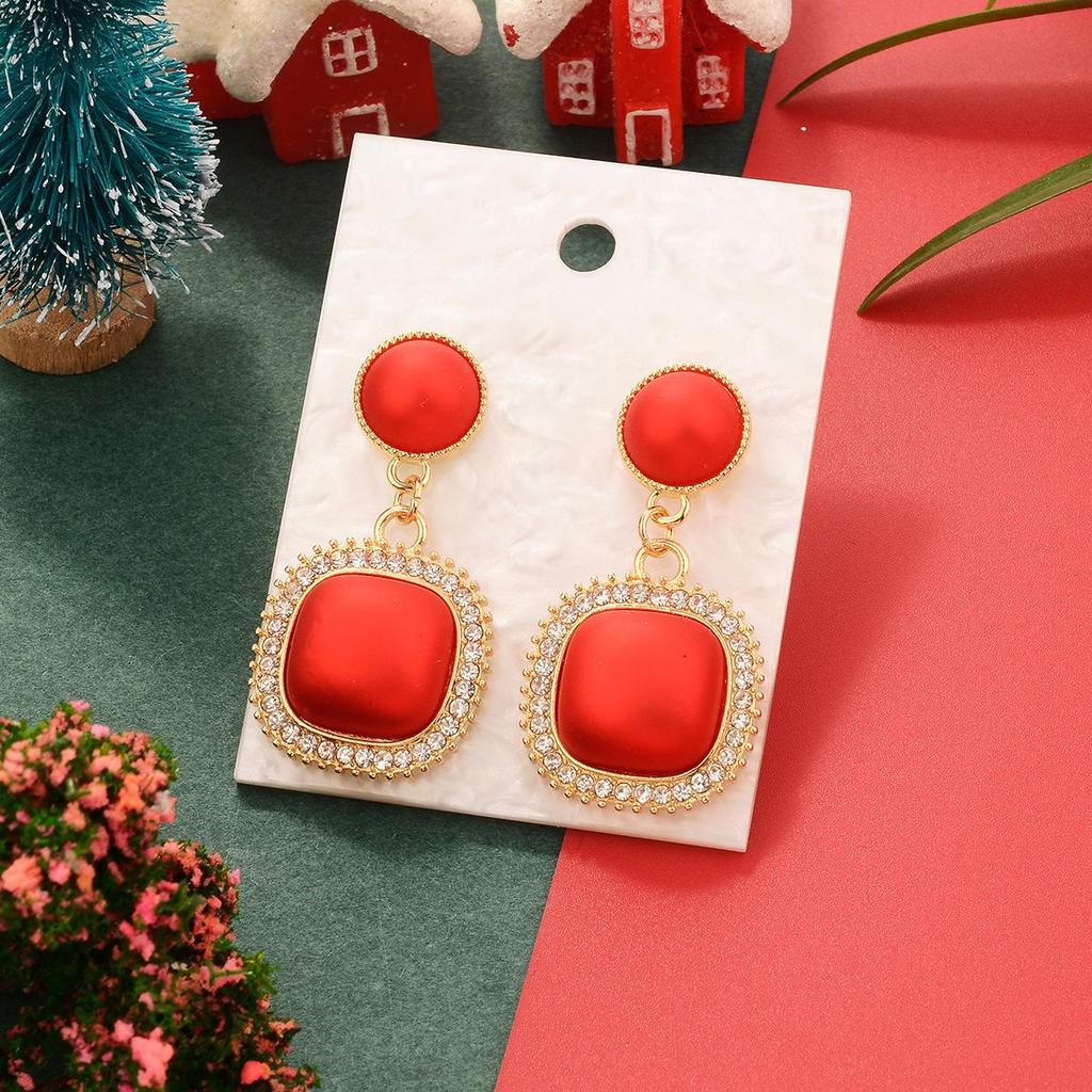 2024 Festive Snowflake Diamond Earrings: Red Series for New Year, Autumn, Winter, Valentine's, and Christmas Celebrations