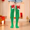 1 Par Julstrumpor Färgblock Randig Retro Stark Färg Rosettdekor Halkfri Skinny Föreställningar Cosplay Miniklänning Kjol Parning Långa Strumpor