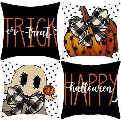 Nuova Federa per Cuscino di Zucca di Halloween con Stampa di Fantasmini di Halloween Copricuscino per Divano di Casa