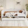 Fabric Cover Upholstered Bed with 2 Drawers Headboard Backrest Armrests Strong Wood Slat Support Bed Home Furniture
