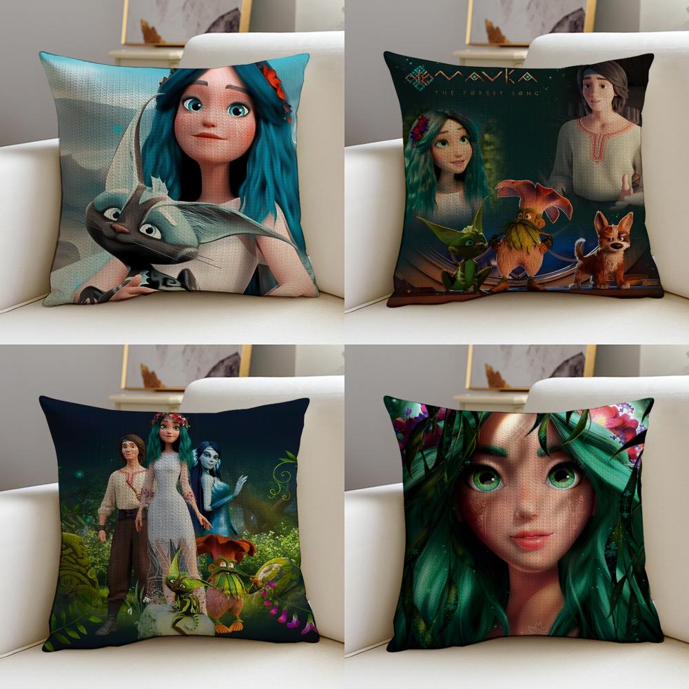 MMavka The Forest SongS Cushion Cover Breathable and skinfriendly linen pillowcase square removable and washable cushion