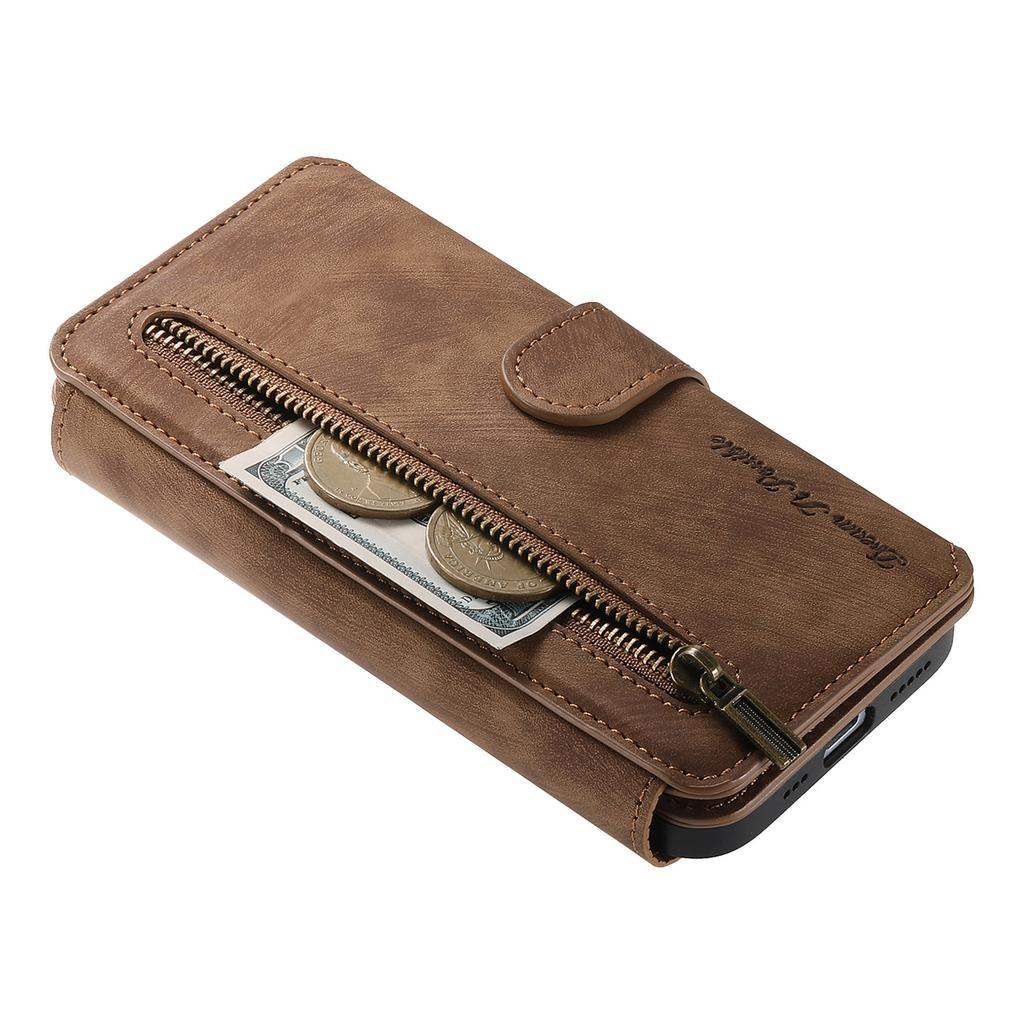 3-in-1 Luxury Leather Wallet Case for iPhone XS/11/12/13/14/15/16/17 w/ Stand, Shockproof, RFID, Multi-Slot & Zipper