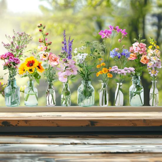 Colorful Floral Window Sticker Removable Flower Window Clings Waterproof Static Window Decal for Home Office Bedroom Bathroom Decor