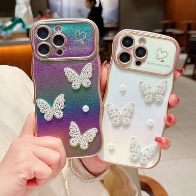 17 Air Pearl Butterfly for IPhone 16 Mobile Phone Case Love Wave for IPhone 15 Promax Silk Plating