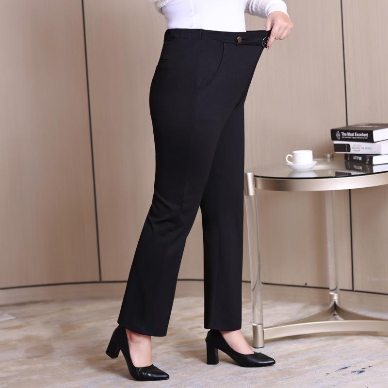Plus Size Women's Autumn and Winter Plus Cashmere New Temperament Slim Elastic Waist Wide Leg Casual Flared Pants