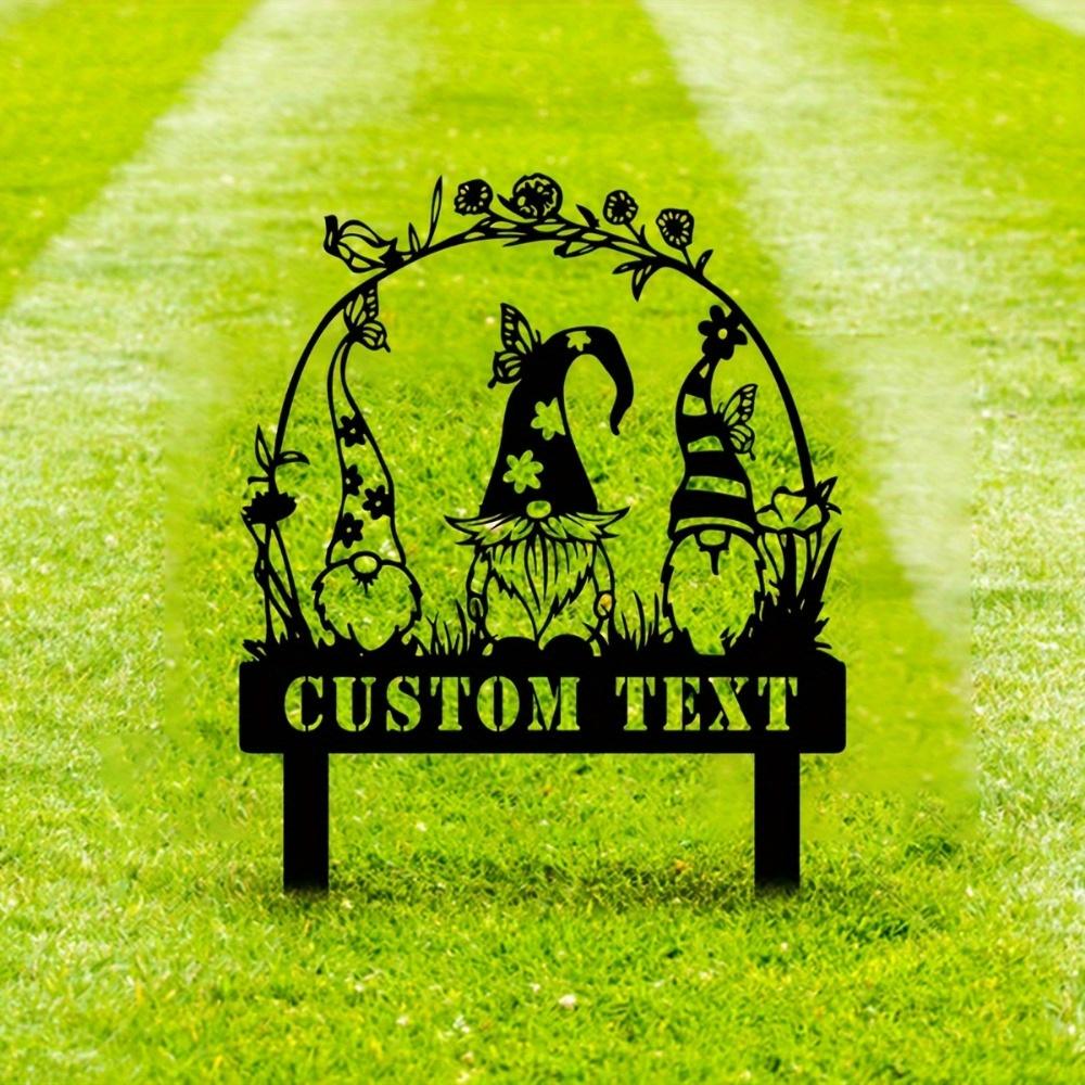 Personalized Antique Metal Fairy Garden Spike - Cordless Self-Supporting Outdoor Decor for Easter Front Yard Custom Sign, Garden Stakes