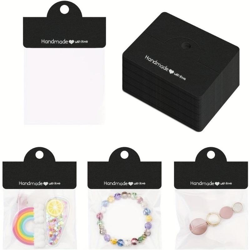 

100pcs Jewelry Gift Bags Set Clear Brown Pouches for Earrings Bracelets Keychains Ideal for Packaging Craft Display 100pcs чорний