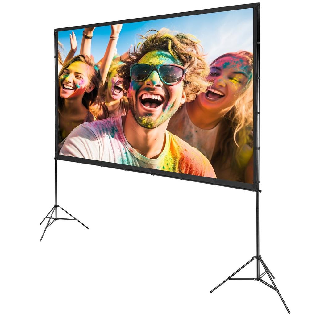 Projector Screen with Stand, 120 inch 16:9 4K 1080 HD Outdoor Movie Screen with Stand, Wrinkle-Free Projection Screen with Tripods and Carry Bag, for