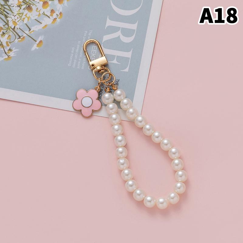 Simulation Pearl Keychains Love Flower Pendant For Bag Car Doll Pendant Beaded Key Charm Decoration For Women Mobile Phone DIY