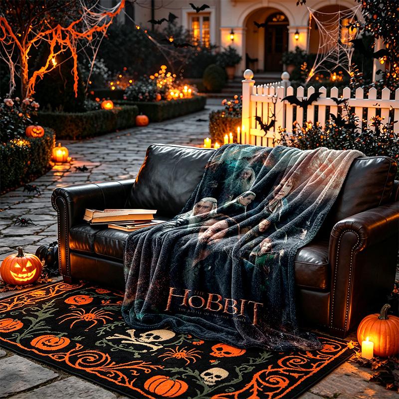 Hobbit Dark Portrait Pattern Blanket, Cozy Blanket for All-Season Comfort on Sofas, Beds, Office, Car, Camping and Travel