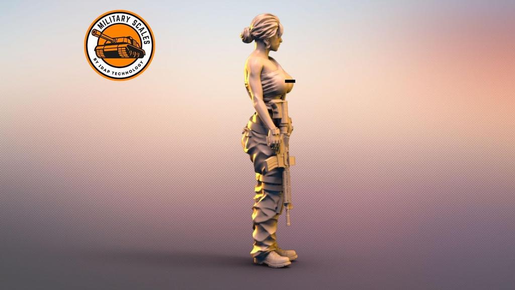 IDAP Technology Military Girl Assault Rifle Statue 3D Printer Kit 1/35 No.12 PD35423-12