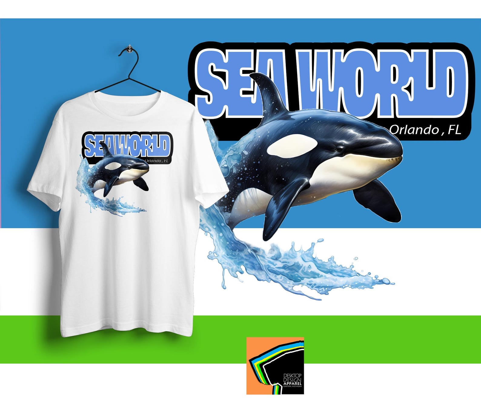 Orca Whale Seaworld Shirt: Marine Life Cotton Tee L