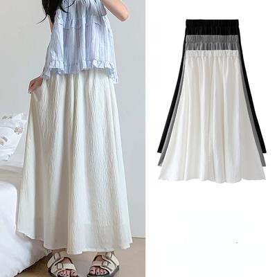 Παντελόνι Φούστα με Πλισέ Ψηλόμεσο, Καλοκαιρινό Λευκό Παντελόνι Φούστα Α γραμμής για Γυναίκες