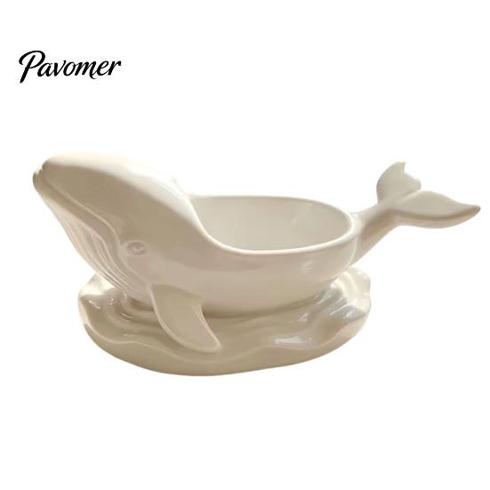 Minimalist Modern Stationery Holder Whale Shaped Decorative Storage Bowl, Ocean Theme Jewelry Tray for Ring Earring Sturdy Sculpture Container
